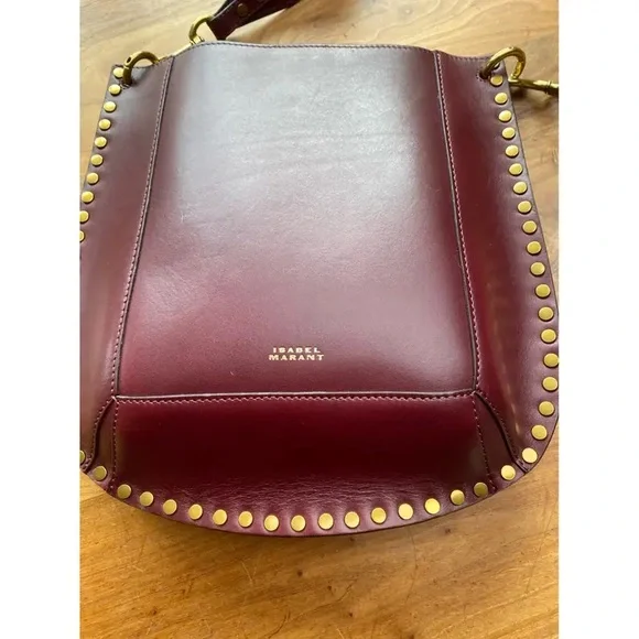 Isabel Marant Maroon Leather Stud-Trim Shoulder Bag - Picture 2 of 4